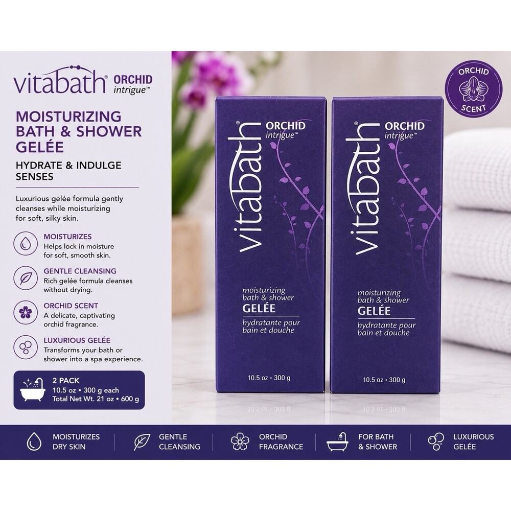 Vitabath Orchid Intrigue Moisturizing Bath & Shower Gelee 10.5oz / 300g 2 Pack